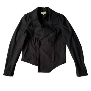 HELMUT LANG Black Cropped Moto Jacket Women's Designer Jacket Size Large